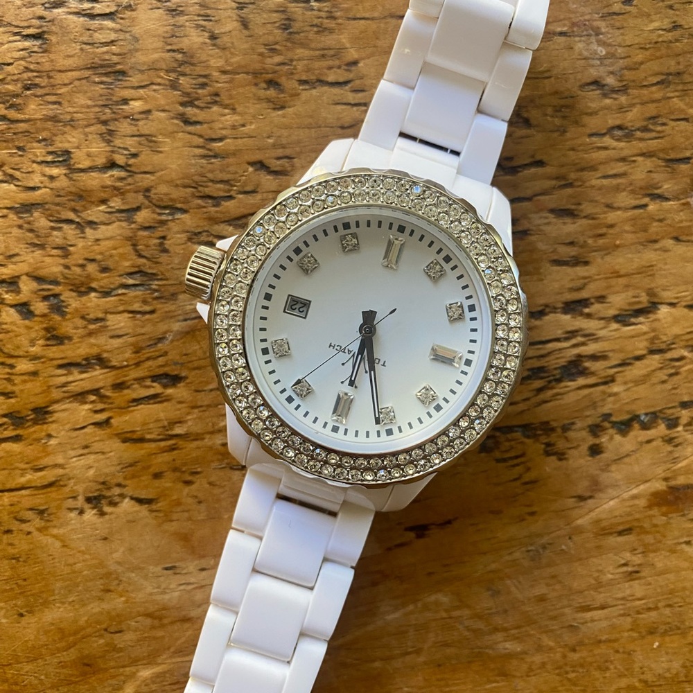 *LIKE NEW* ToyWatch White with Crystals Box included